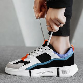 color block lace up sneakers