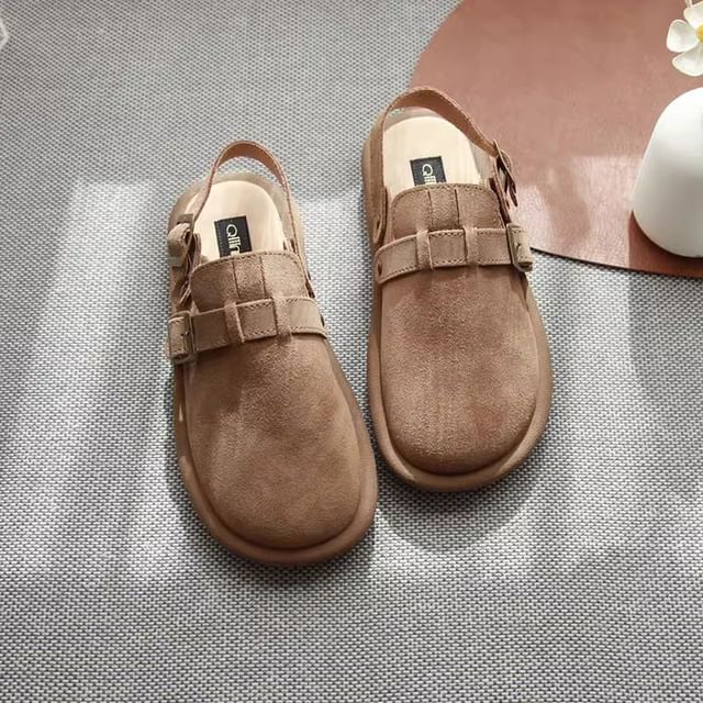 Freesia-Faux Leather Buckled Slip Ons