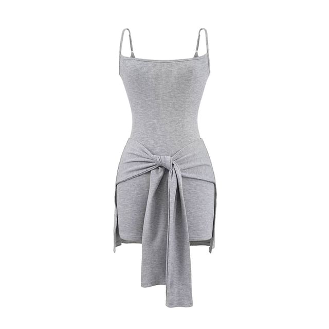 Hollahop-Set Spaghetti Strap Plain Romper Decorative Hem