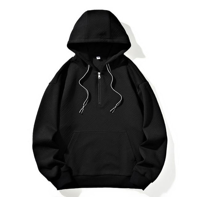 Stone Leo-Plain Half-Zip Hoodie