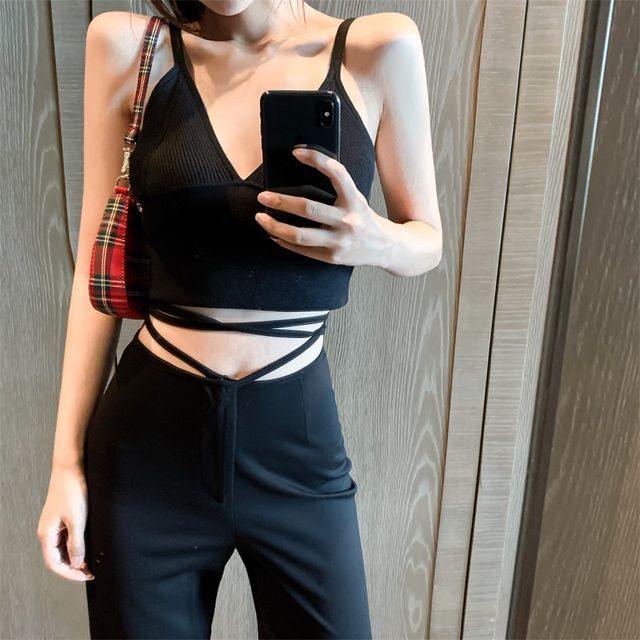 Alfie-Plain High-Waist Split Pants