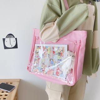 Transparent Pocket Canvas Tote Bag