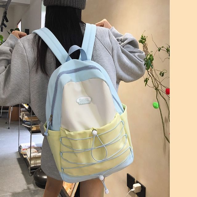 HOVERUP-Color Block Nylon Laptop Backpack