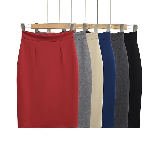Hollahop-High Rise Plain Mini Pencil Skirt