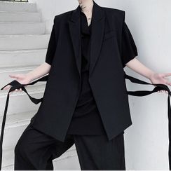 Citigleam - Open-Front Sleeveless Vest Citigleam - Open-Front Sleeveless Vest