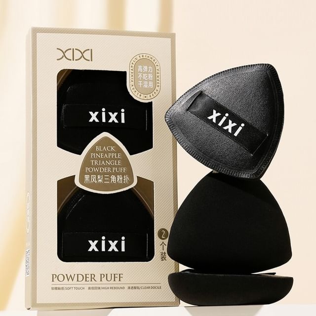 xixi-Black Pineapple Triangle Powder Puff - 2pcs