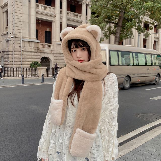 fleece hooded scarf