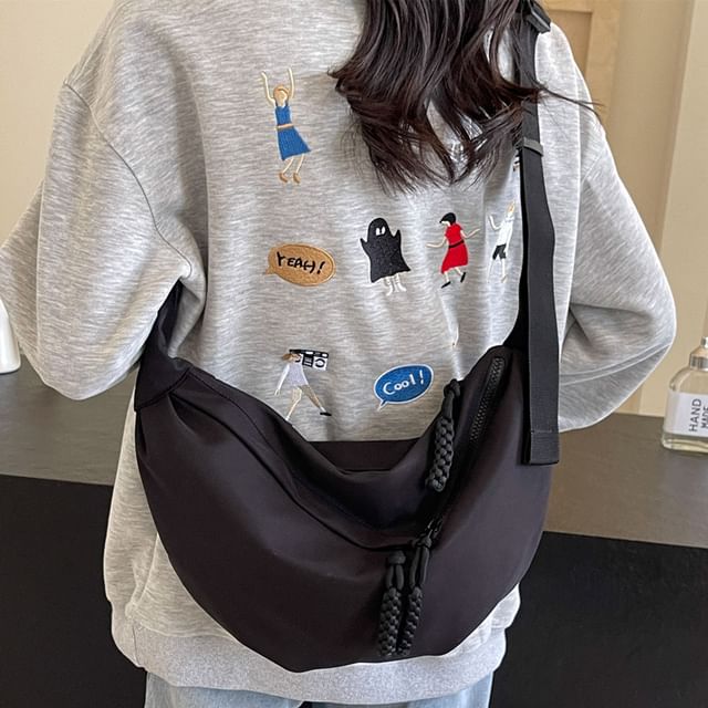 Melois-Textile Plain Hobo Bag