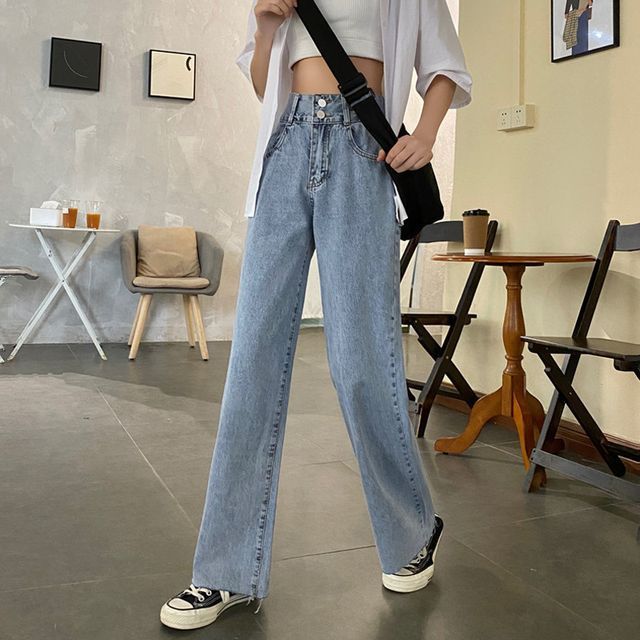 Dipssi - High-Waist Wide-Leg Jeans | YesStyle