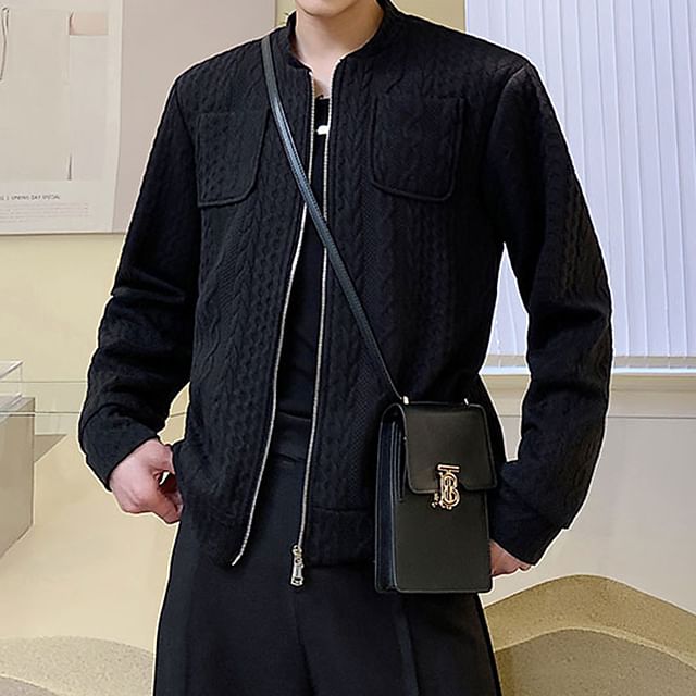 Bjorn-Plain Embossed Zip Jacket