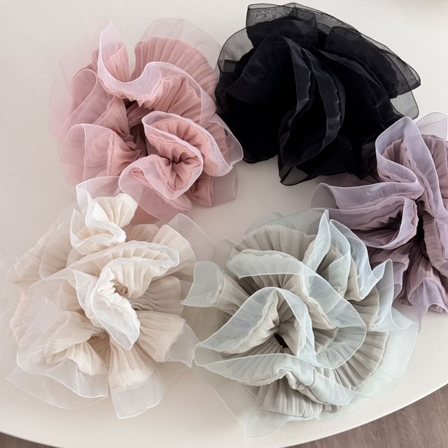 Jael-Ruffle Chiffon Hair Scrunchie