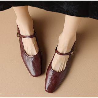 Cinnabelle-Genuine Leather Low Heel Mules