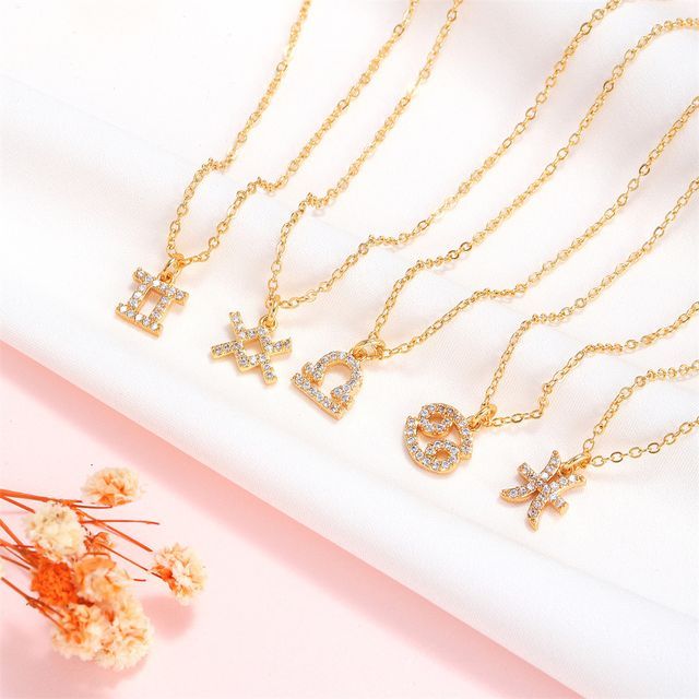 Rhinestone Letter Pendant Necklace 