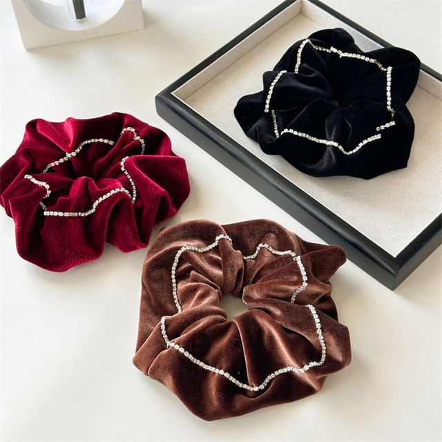 enthice-Velvet Rhinestone Scrunchie
