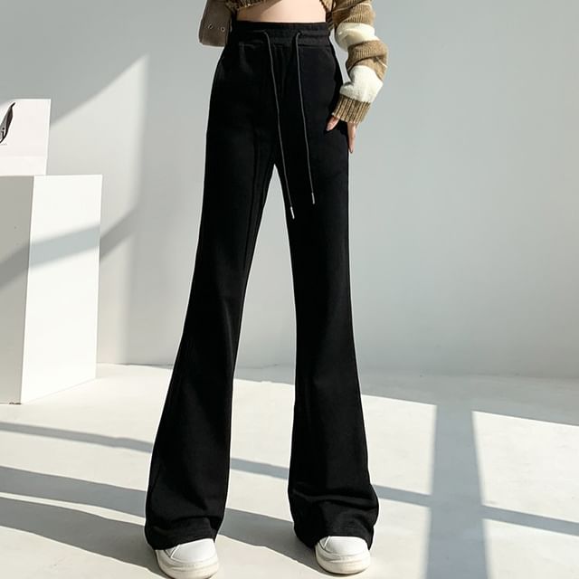 Jaqmine-M High Waist Plain Flared Pants