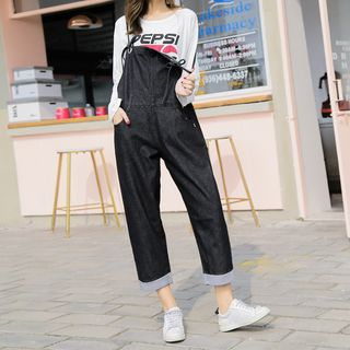 cropped wide leg dungarees