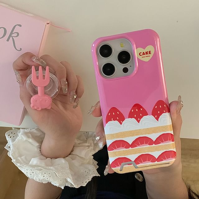 Edgin - Strawberry Cake Phone Case - iPhone 15 Pro Max / 15 Pro / 15 Plus /  15 / 14 Pro Max / 14 Pro / 14 Plus / 14 / 13 Pro Max / 13 Pro / 13 / 13  mini / 12 Pro Max / 12 Pro / 12 | YesStyle