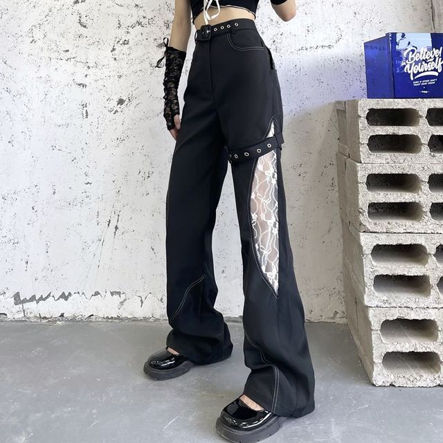 Porstina - Lace Panel Straight Leg 