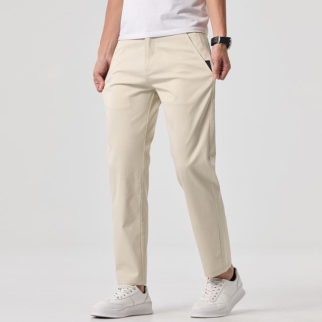 Denimic-Mid Rise Plain Tapered Pants