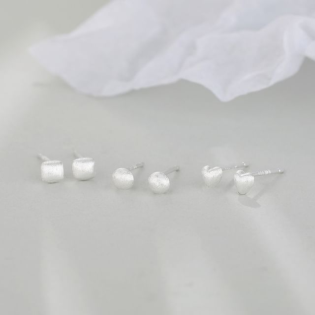 FOON-Brushed S999 Silver Stud Earring Various Designs