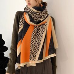 Digesida - Fray Trim Patterned Scarf Digesida - Fray Trim Patterned Scarf