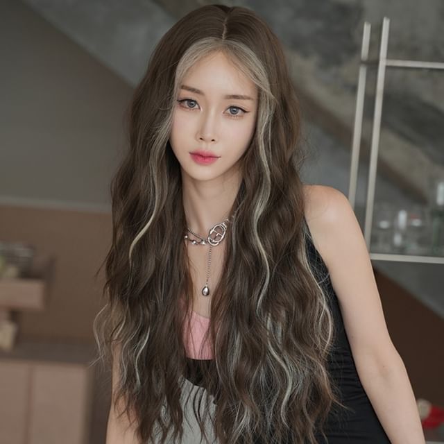 SEVENQ-Long Full Wig - Wavy Highlight