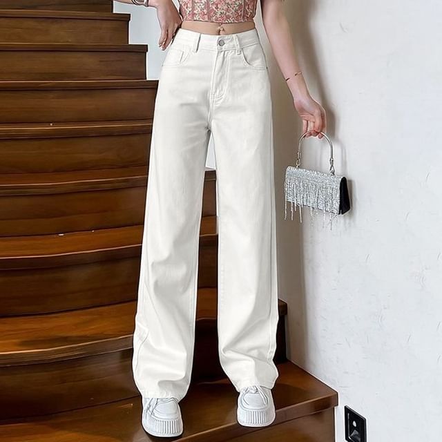 Coline-High Rise Plain Loose Fit Jeans