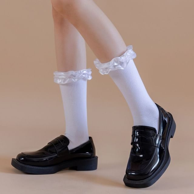 Gentiana-Plain Ruffle Socks