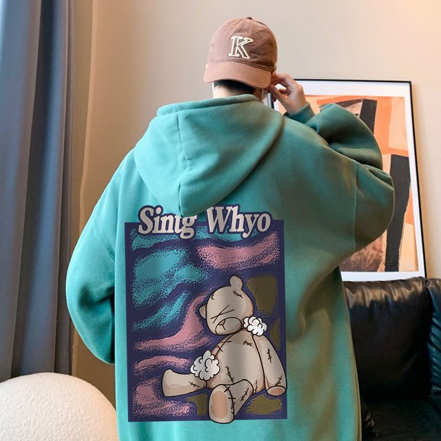 Fizze - Teddy Bear Print Oversized Hoodie | YesStyle