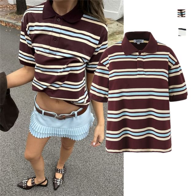 Ulark-Striped Polo Shirt Various Designs