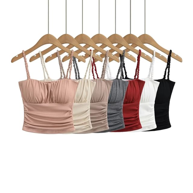 Asiris-Plain Shirred Camisole Top