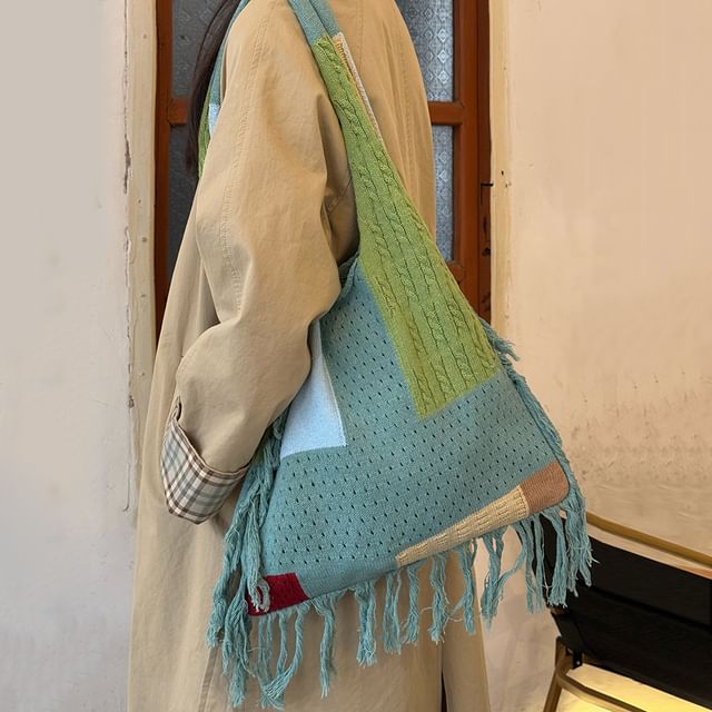 Bolso-Crochet Fringed Tote Bag