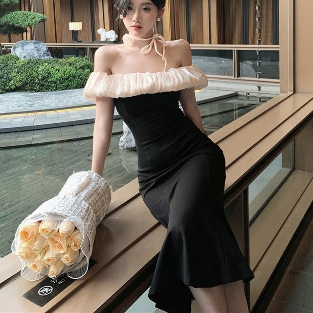 knee length dresses for ladies Rose Princess Organza Midi Dress (Pink) S main image 0
