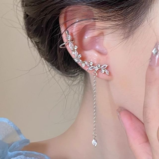 Gemsha-Rhinestone Dangling Alloy Ear Cuff-One Size