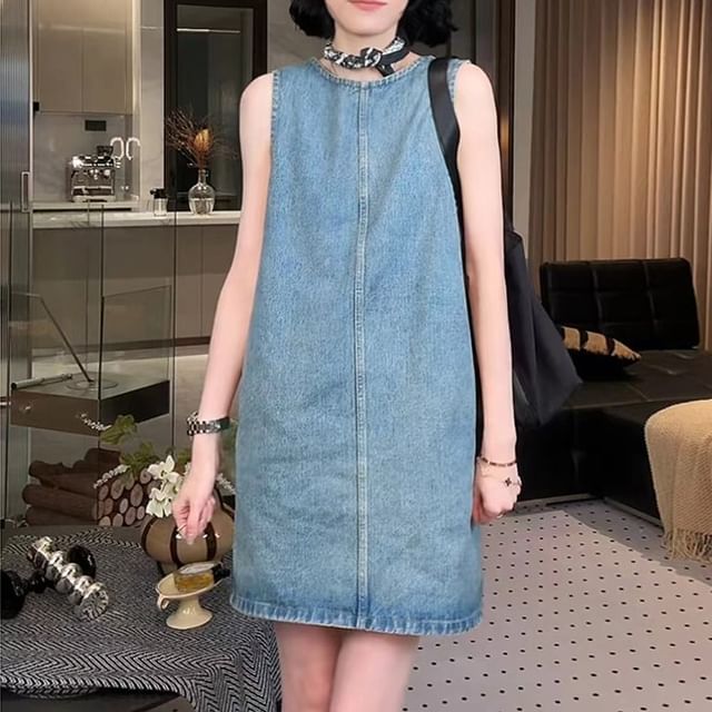 elegant a line midi dress Alfalfa Denim Mini Dress Mid Wash main image 1