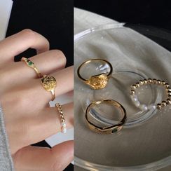 PO!NY STUDIO - Set of 3: Alloy / Faux Pearl / Rhinestone Ring (assorted designs) PO!NY STUDIO - Set of 3: Alloy / Faux Pearl / Rhinestone Ring (assorted designs)
