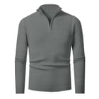 Blueforce - Long-Sleeve Mock Neck Plain Half-Zip Knit Top