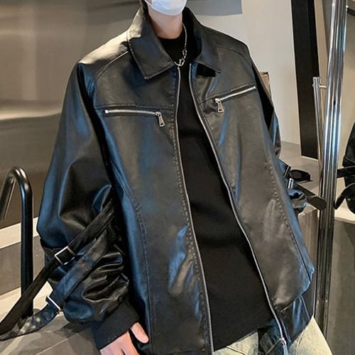 ジャケット・アウター yae Clash leather like jacket yae】Clash leather like jacket / クラッシュレザーライク