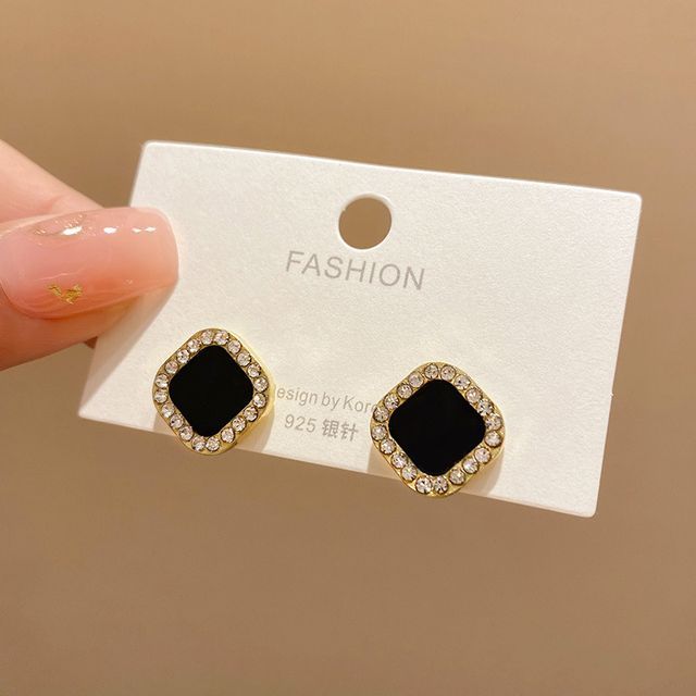 LIVSIA-Rhinestone Square Stud Earring