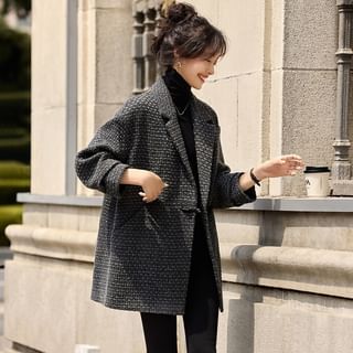 Jeonseon Lapel Collar Twill Button-Up Coat Sale