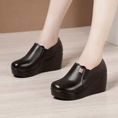 Hannah - 仿皮厚底船跟鞋 Hannah - 仿皮厚底船跟鞋