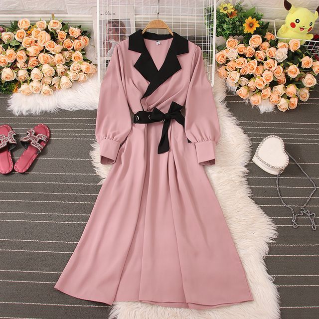 Knutsford PuffSleeve Two Tone Midi Blazer Dress YesStyle