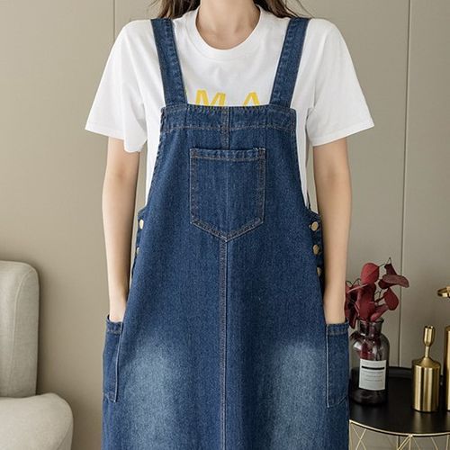 HYAKU - Midi Denim Overall Dress | YesStyle