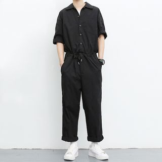 cropped jumpsuit with sleeves
