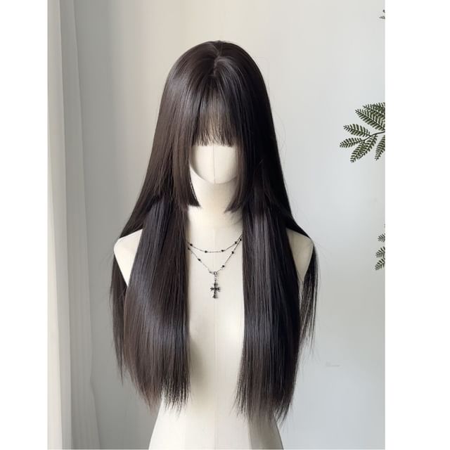 Jasmintinea-Set Long Full Wig - Straight Hair Net