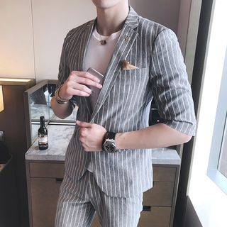 Cropped Striped Dress Pants 