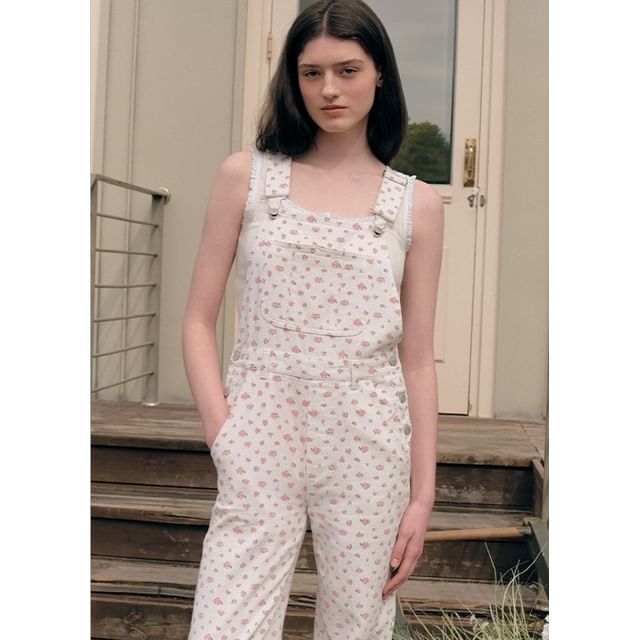 rolarola - Ditsy Flower Overall Pants (White) | YesStyle