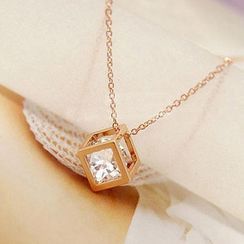 Alycia - Rhinestone Cube Necklace Alycia - Rhinestone Cube Necklace
