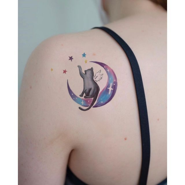 1sheet Moon  Cat Pattern Tattoo Sticker  SHEIN