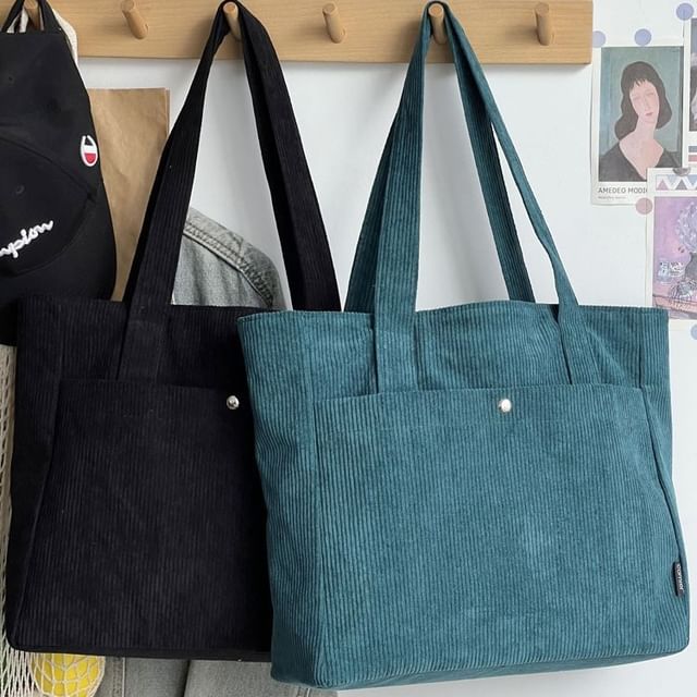 Basaran-Plain Corduroy Tote Bag
